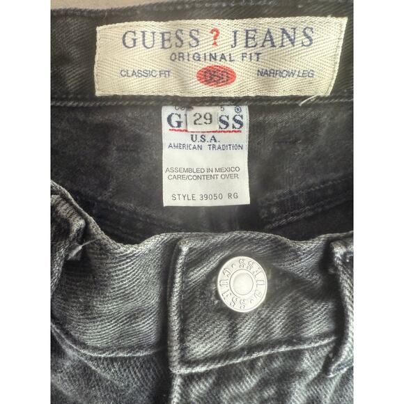 Guess Vintage Original Fit Classic Narrow Leg High Rise Denim Jean 29 Black - Picture 7 of 15